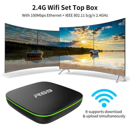 R69 1080P HD Smart TV BOX Android 4.4 Media Player wtih Remote Control, Quad Core Allwinner H3, RAM: 2GB, ROM: 16GB, 2.4G WiFi, LAN, UK Plug - Allwinner H3 by buy2fix | Online Shopping UK | buy2fix