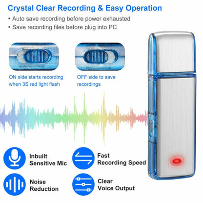 SK858 8GB Rechargeable Portable U-Disk Meeting Voice Recorder (Blue) - U-Disk Recorder by buy2fix | Online Shopping UK | buy2fix