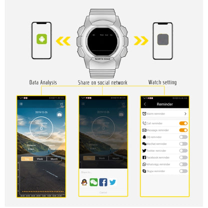 NORTH EDGE AK Bluetooth Multi-function Smart Watch with LED Backlit, Support Incoming Call Reminder, Smart Stopwatch, Information Reminder - Sport Watches by NORTH EDGE | Online Shopping UK | buy2fix