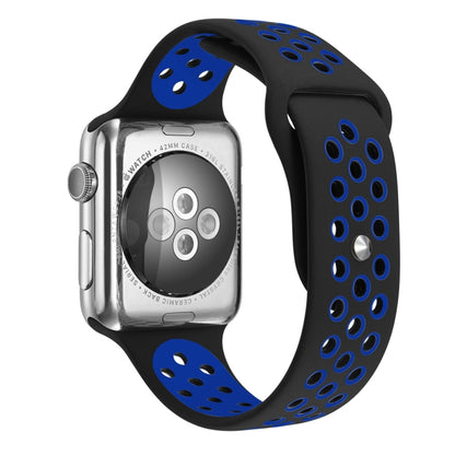 For Apple Watch Series 7 41mm / 6 & SE & 5 & 4 40mm / 3 & 2 & 1 38mm Fashionable Classical Silicone Sport Watch Band(Black Blue) - Watch Bands by buy2fix | Online Shopping UK | buy2fix