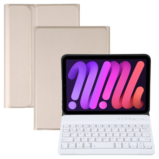 A06 Detachable Lambskin Texture Ultra-thin TPU Bluetooth Keyboard Leather Tablet Case with Stand For iPad mini 6 (Gold) - For iPad mini by buy2fix | Online Shopping UK | buy2fix