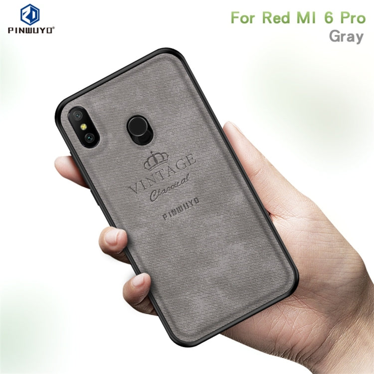 PINWUYO Shockproof Waterproof Full Coverage PC + TPU + Skin Protective Case for Xiaomi Redmi 6 Pro(Grey) - Xiaomi Cases by PINWUYO | Online Shopping UK | buy2fix