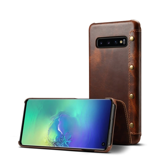 Oil Wax Cowhide Horizontal Flip Leather Case for Galaxy S10, with Card Slots & Wallet - Galaxy Phone Cases by Denior | Online Shopping UK | buy2fix