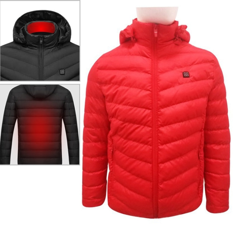 USB Heated Smart Constant Temperature Hooded Warm Coat for Men and Women (Color:Red Size:XXXL) - Down Jackets by buy2fix | Online Shopping UK | buy2fix