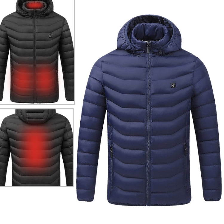 USB Heated Smart Constant Temperature Hooded Warm Coat for Men and Women (Color:Blue Size:M) - Down Jackets by buy2fix | Online Shopping UK | buy2fix