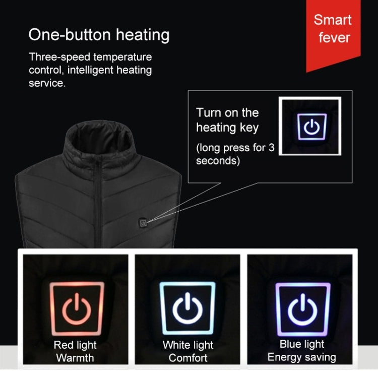 USB Security Smart Constant Temperature Fever Men Stand Collar Cotton Vest (Color:Black Size:M) - Down Jackets by buy2fix | Online Shopping UK | buy2fix