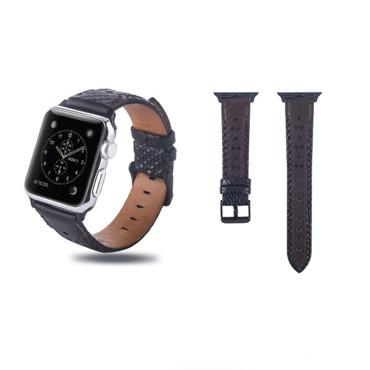 Square Hole Top-grain Leather Wrist Watch Band for Apple Watch Series 10 42mm / 9&8&7 41mm / SE 3&SE 2&6&SE&5&4 40mm / 3&2&1 38mm - Watch Bands by buy2fix | Online Shopping UK | buy2fix