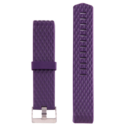 For Fitbit Charger 2 Bracelet Watch Diamond Texture TPU Watch Band, Full Length: 23cm(Purple) - Watch Bands by buy2fix | Online Shopping UK | buy2fix