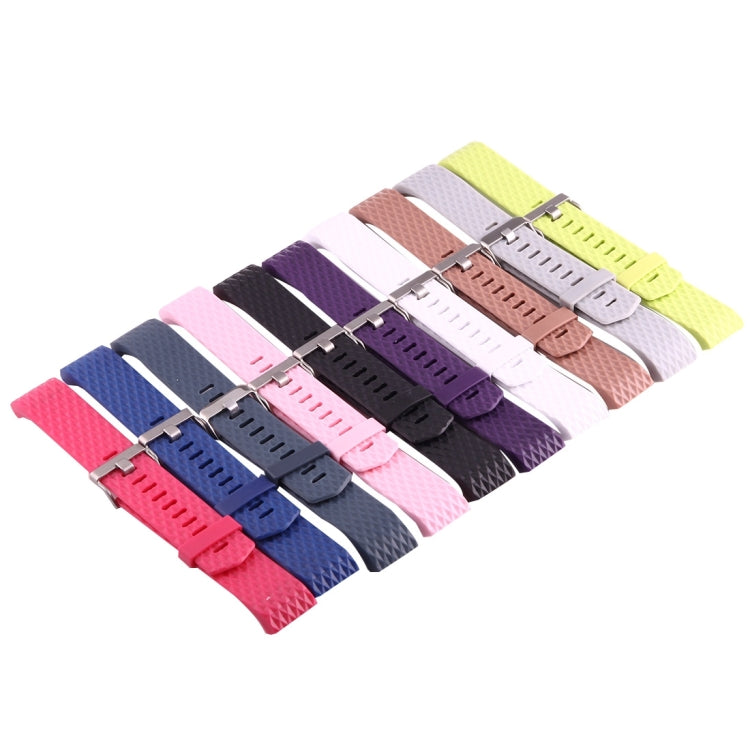 For Fitbit Charger 2 Bracelet Watch Diamond Texture TPU Watch Band, Full Length: 23cm(Purple) - Watch Bands by buy2fix | Online Shopping UK | buy2fix