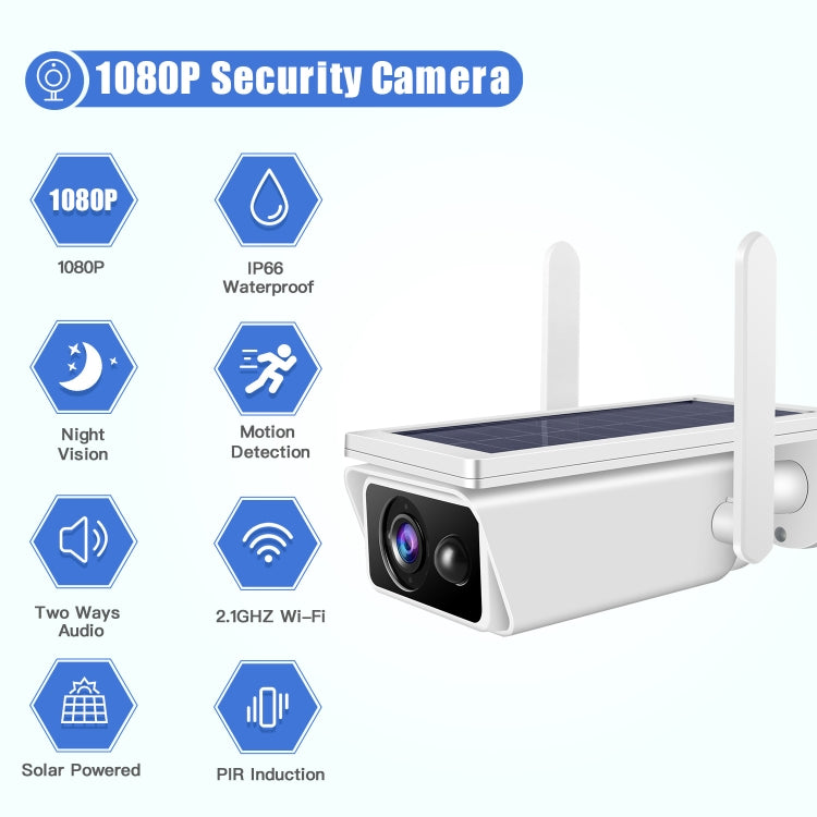 T13-2 1080P HD Solar Powered 2.4GHz WiFi Security Camera without Battery, Support Motion Detection, Night Vision, Two Way Audio, TF Card - Security by buy2fix | Online Shopping UK | buy2fix