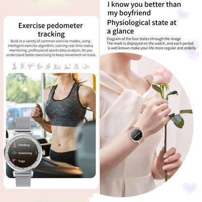 KC06 Women Menstrual Period Smart Watch Bracelet, Blood Pressure / Heart Rate Monitoring, Steel Strap(Silver) - Smart Wear by buy2fix | Online Shopping UK | buy2fix