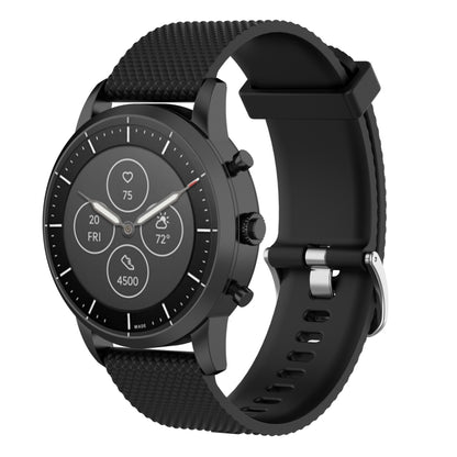 22mm Texture Silicone Wrist Strap Watch Band for Fossil Hybrid Smartwatch HR, Male Gen 4 Explorist HR, Male Sport (Black) - Watch Bands by buy2fix | Online Shopping UK | buy2fix