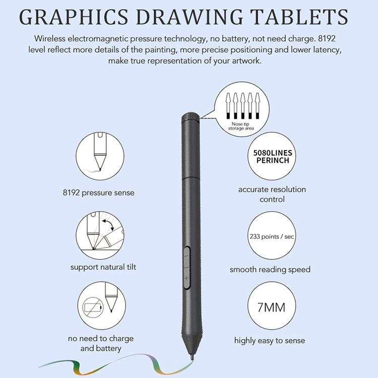 10Moons T503 Drawing Tablet Can Be Connected to mobile Phone Tablet with 8192 Passive Pen(Pink) -  by 10Moons | Online Shopping UK | buy2fix