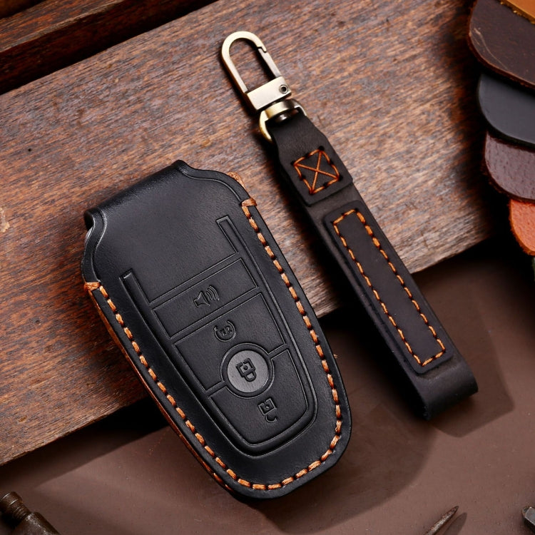 For Ford F-150 4-button C072 Car Key Leather Protective Case (Black) - In Car by buy2fix | Online Shopping UK | buy2fix