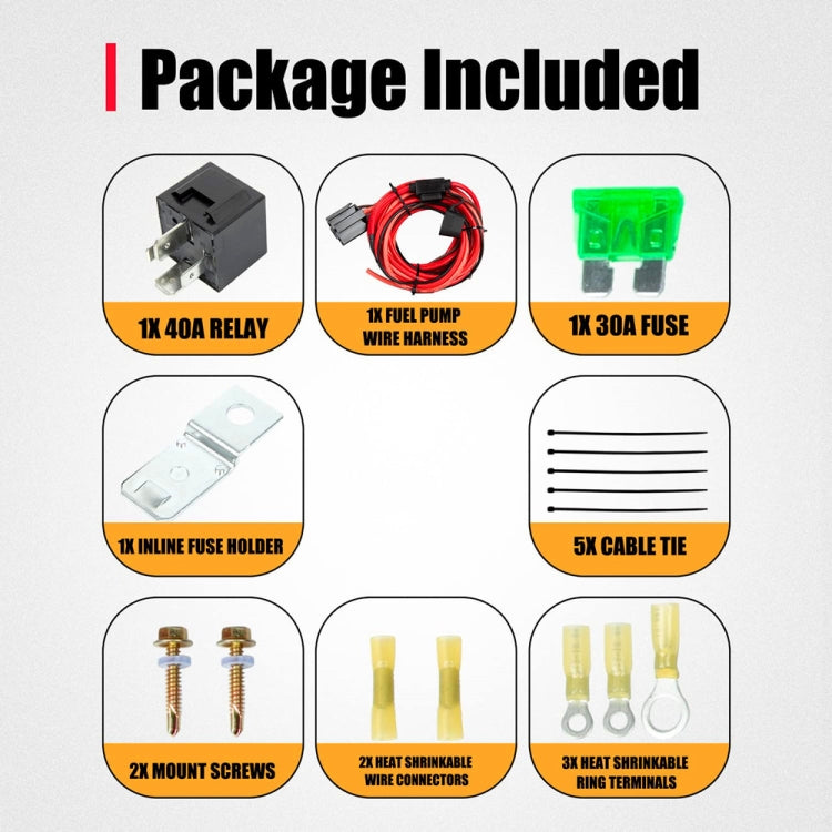 Universal 12V Electric Fuel Pump Relay Kit -  by buy2fix | Online Shopping UK | buy2fix