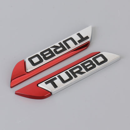 1 Pair Car Turbo Personalized Aluminum Alloy Decorative Stickers, Size: 11.5 x 2.5 x 0.5cm (Red) - 3D Metal Sticker by buy2fix | Online Shopping UK | buy2fix