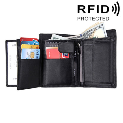 Genuine Cowhide Leather 3-folding Card Holder Wallet RFID Blocking Card Bag Protect Case for Men, Size: 13*10.2*2.5cm - Home & Garden by buy2fix | Online Shopping UK | buy2fix