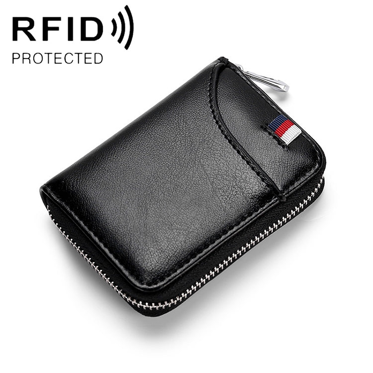 KB155 Antimagnetic RFID Zipper Leather Large-capacity Cards Holder Wallet(Black) - Antimagnetic RFID Package by buy2fix | Online Shopping UK | buy2fix