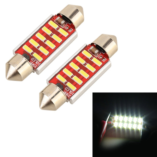 2 PCS DC 12V 2W 39MM 4014 Bicuspid Port No Decoding Car Dome Lamp LED Reading Light with 10 LED Lights(White Light) - Dome Lights by buy2fix | Online Shopping UK | buy2fix