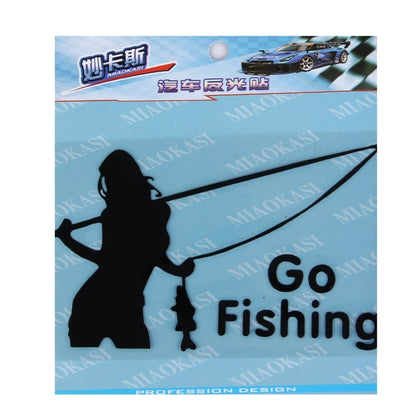 Beauty Go Fishing Styling Reflective Car Sticker, Size: 14cm x 8.5cm(Black) - Decorative Sticker by buy2fix | Online Shopping UK | buy2fix