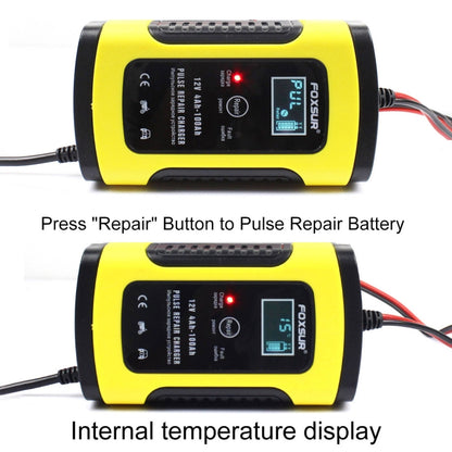 FOXSUR 12V 6A Intelligent Universal Battery Charger for Car Motorcycle, Length: 55cm, US Plug(Yellow) - Battery Charger by FOXSUR | Online Shopping UK | buy2fix