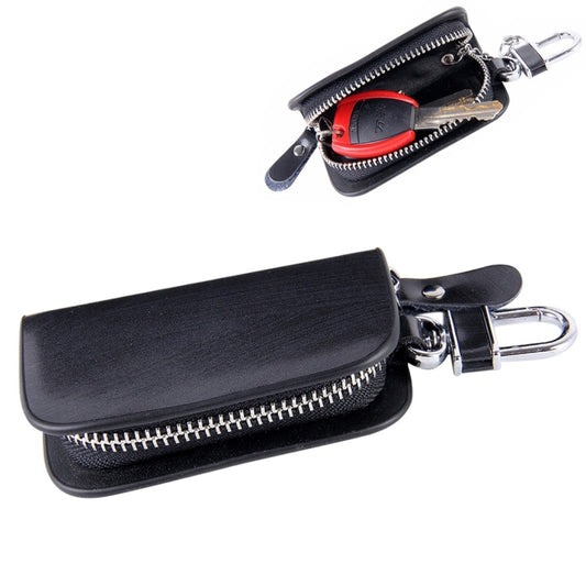 Universal Leather Wood Grain Texture Waist Hanging Zipper Wallets Key Holder Bag (No Include Key)(Black) - Car Key Cases by buy2fix | Online Shopping UK | buy2fix