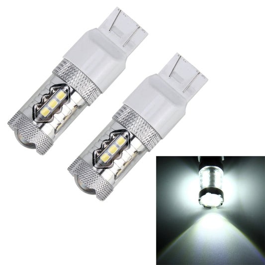 2 PCS T20 / 7443 5W 250LM 6000K Car Auto Brake Lights 16LEDs SMD-2835 Lamps, DC 12V(White Light) - Brake Lights by buy2fix | Online Shopping UK | buy2fix