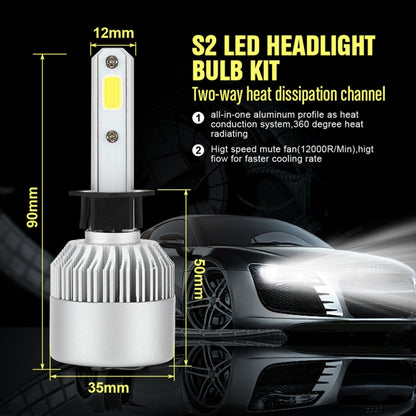 2 PCS S2 H1 18W 6000K 1800LM IP65 2 COB LED Car Headlight Lamps, DC 9-30V(Cool White) - LED Headlamps by buy2fix | Online Shopping UK | buy2fix