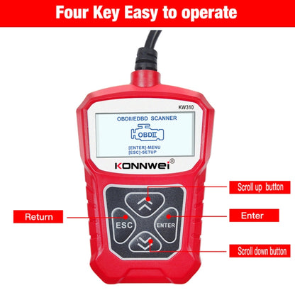 KONNWEI KW310 OBD Car Fault Detector Code Reader ELM327 OBD2 Scanner Diagnostic Tool(Red) - Code Readers & Scan Tools by KONNWEI | Online Shopping UK | buy2fix