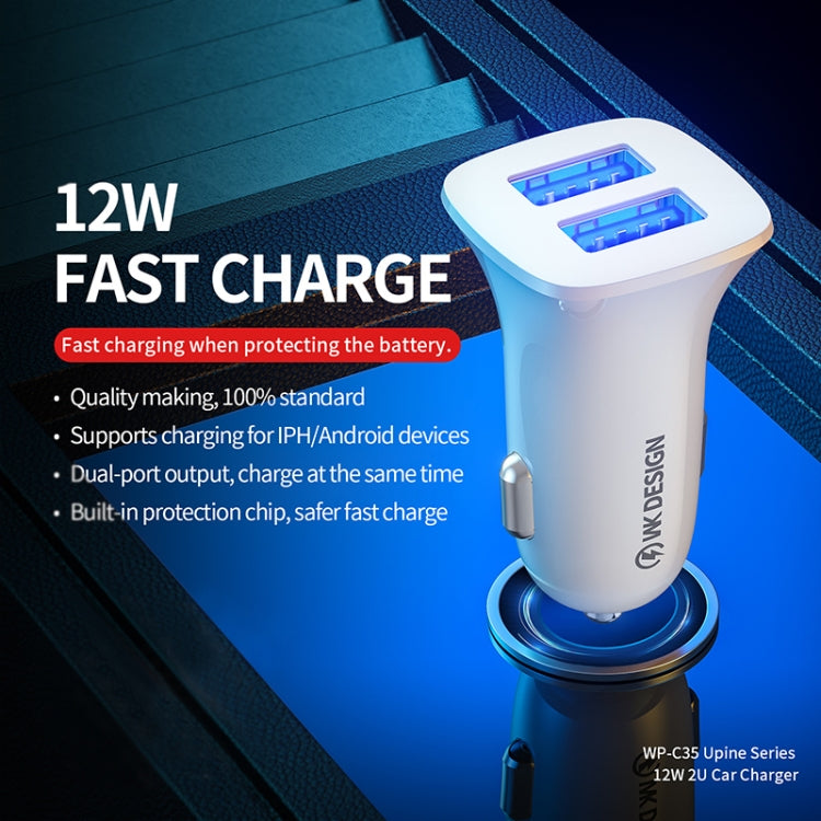 WK WP-C35 12W PC Dual USB Car Charger - Car Charger by WK | Online Shopping UK | buy2fix