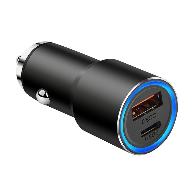 ACC-198 PD 20W + QC3.0 38W Dual Ports Metal Car Charger (Black) - In Car by buy2fix | Online Shopping UK | buy2fix