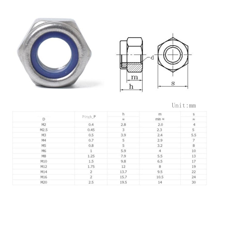 60 PCS Car 304 Stainless Steel Lock Nuts Nylon Insert Locknut Kit M3-M10 - In Car by buy2fix | Online Shopping UK | buy2fix