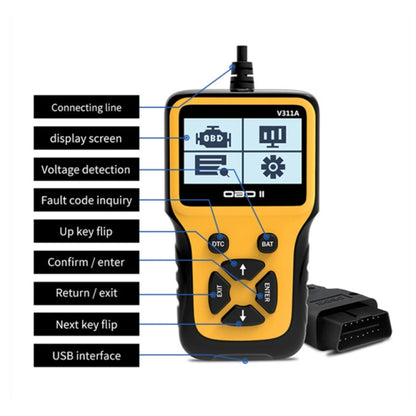 V311A Car Handheld V1.1 OBD2 Fault Detector OBD2 Diagnostic Tool - In Car by buy2fix | Online Shopping UK | buy2fix