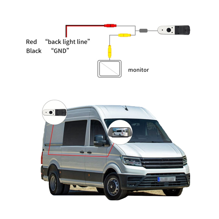 PZ475 Car Waterproof 170 Degree Brake Light View Camera + 7 inch Rearview Monitor for Volkswagen Crafter - In Car by buy2fix | Online Shopping UK | buy2fix