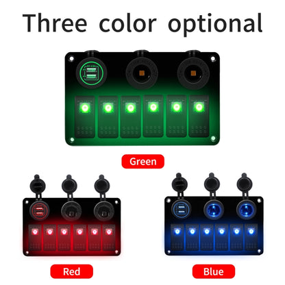 Multi-functional Combination Switch Panel 12V / 24V 6 Way Switches + Dual USB Charger for Car RV Marine Boat (Red Light) - In Car by buy2fix | Online Shopping UK | buy2fix