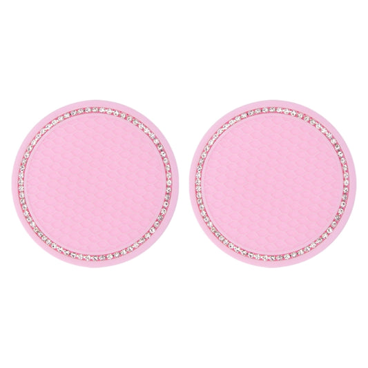 2 PCS Car Diamond Anti-skid Soft Rubber Water Cup Mat(Pink) - In Car by buy2fix | Online Shopping UK | buy2fix