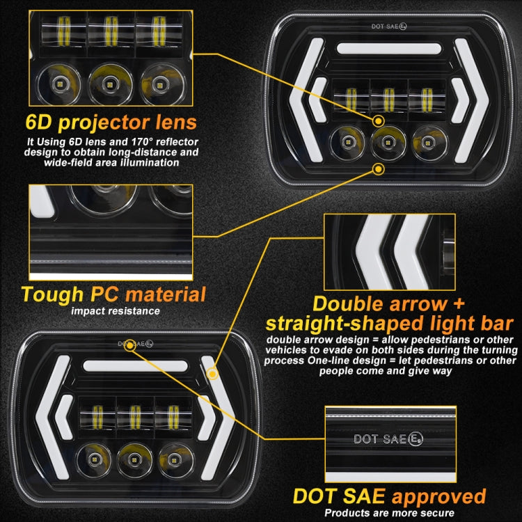 Car 7 inch Square DC9-30V  LED Headlight Modification Accessories for Jeep Wrangler - In Car by buy2fix | Online Shopping UK | buy2fix