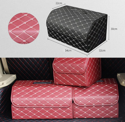 Car Trunk Foldable Storage Box, Rhombic Grid Large Size: 54 x 32 x 30cm (Wine Red) - In Car by buy2fix | Online Shopping UK | buy2fix