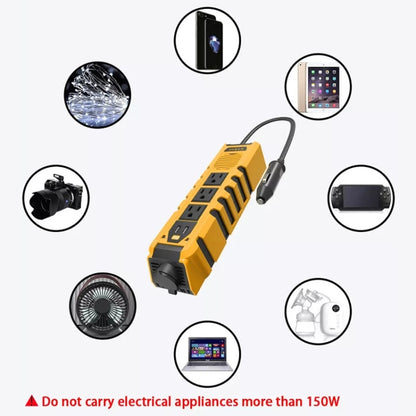 12V to 110V 150W Car Correction Sine Wave Inverter, US Plug - In Car by buy2fix | Online Shopping UK | buy2fix