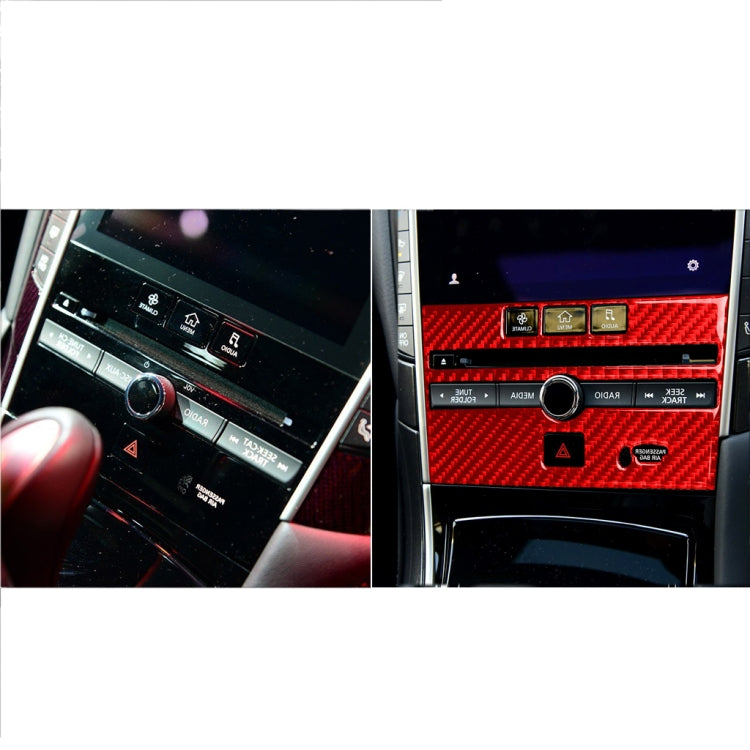 Car Carbon Fiber B Style CD Console Panel Decorative Sticker for Infiniti Q50 2014-2020, Right Drive(Red) - In Car by buy2fix | Online Shopping UK | buy2fix