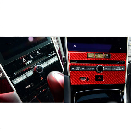 Car Carbon Fiber B Style CD Console Panel Decorative Sticker for Infiniti Q50 2014-2020, Left Drive(Red) - In Car by buy2fix | Online Shopping UK | buy2fix