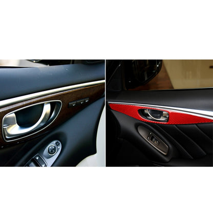 Car Carbon Fiber B Style Door Handle Panel Decorative Sticker for Infiniti Q50 2014-2020, Left Drive(Red) - In Car by buy2fix | Online Shopping UK | buy2fix