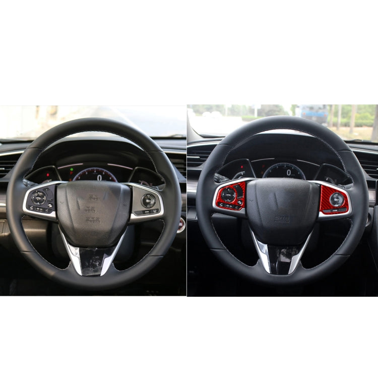 Car Carbon Fiber Steering Wheel Button High Configuration Decorative Sticker for Honda Tenth Generation Civic 2016-2019, Left and Right Drive Universal (Red) - In Car by buy2fix | Online Shopping UK | buy2fix