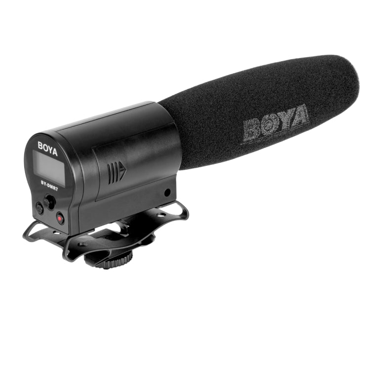 BOYA BY-DMR7 Shotgun Condenser Broadcast Microphone with LCD Display & Integrated Flash Recorder for Canon / Nikon / Sony DSLR Cameras and Video Cameras(Black) - Camera Microphone by BOYA | Online Shopping UK | buy2fix