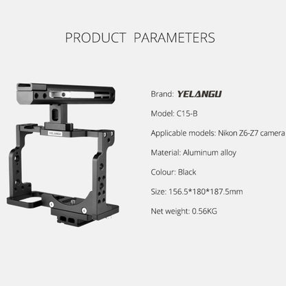 YELANGU C15-B YLG0711A-A Video Camera Cage Stabilizer with Handle for Nikon Z6 / Z7(Black) - Camera Accessories by YELANGU | Online Shopping UK | buy2fix