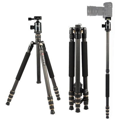 TRIOPO 853 Adjustable Portable Carbon Fiber Tripod with D2-A Ball Head for SLR Camera - Camera Accessories by TRIOPO | Online Shopping UK | buy2fix