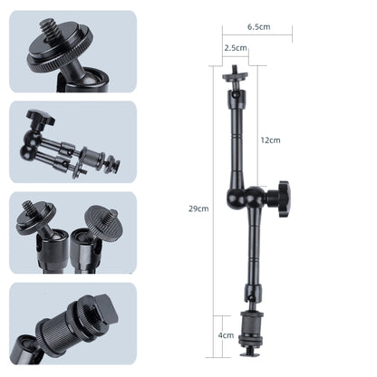 11 inch Adjustable Friction Articulating Magic Arm + Large Claws Clips with Phone Clamp(Black) - Camera Accessories by buy2fix | Online Shopping UK | buy2fix