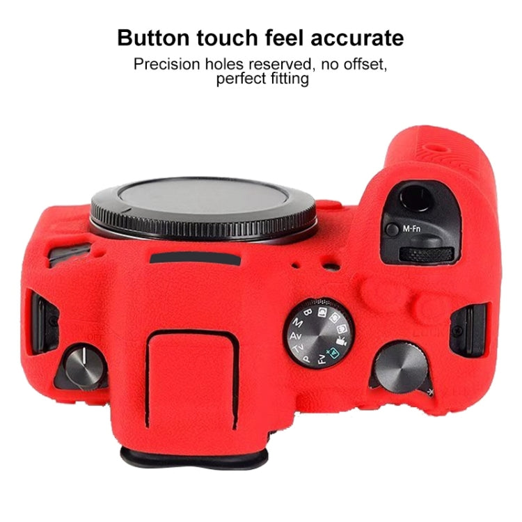 Litchi Texure Soft Silicone Case for Canon EOS R6 (Red) - Camera Accessories by buy2fix | Online Shopping UK | buy2fix