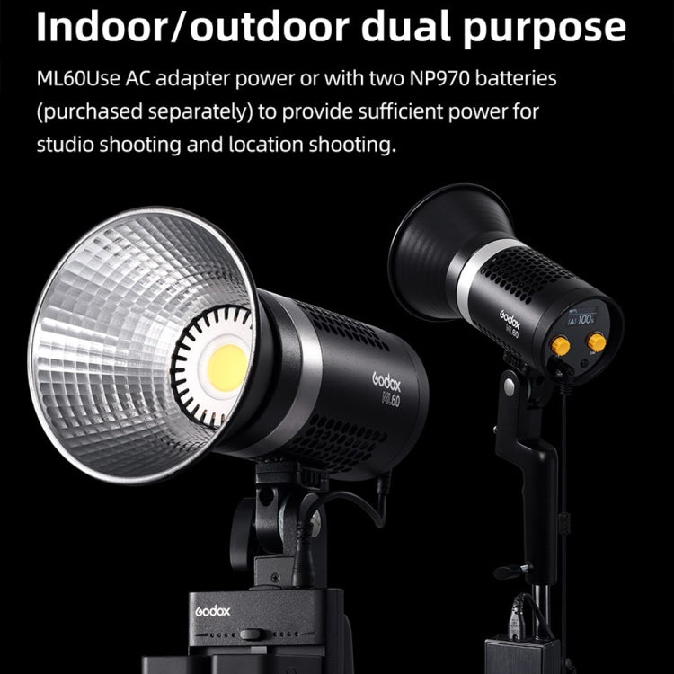 Godox ML60 60W LED Light 5600K Video Studio Flash Light(UK Plug) - Camera Accessories by Godox | Online Shopping UK | buy2fix