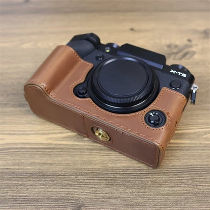 For FUJIFILM X-T5 1/4 inch Thread PU Leather Camera Half Case Base (Coffee) - Half Case by buy2fix | Online Shopping UK | buy2fix